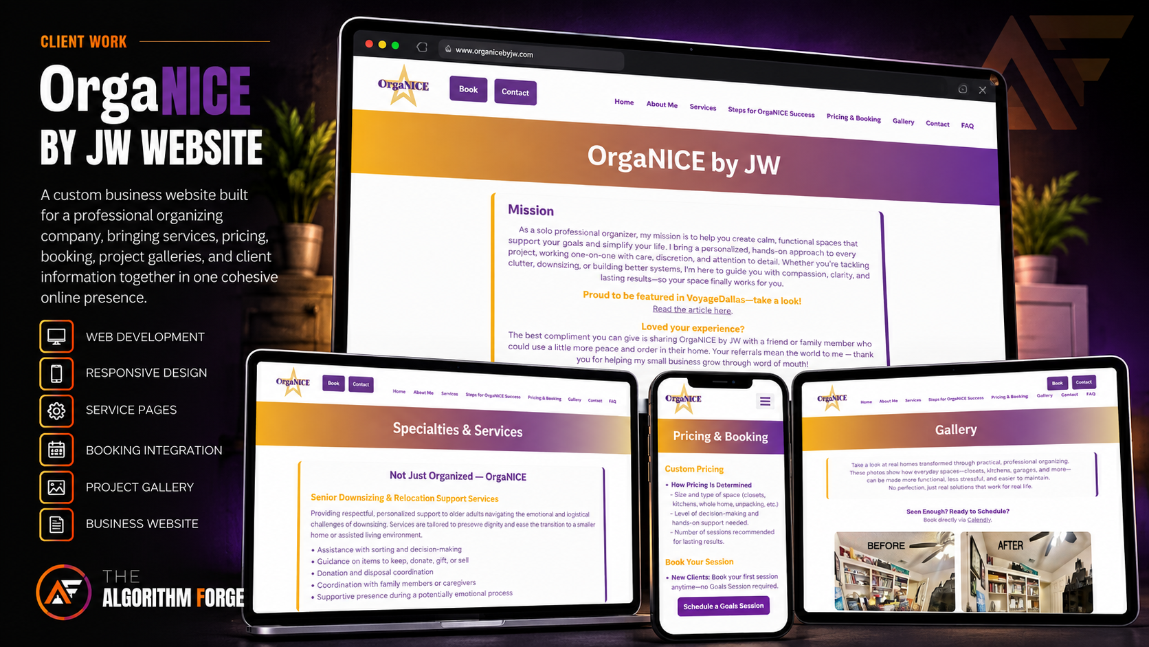 OrgaNICE by JW business website developed by The Algorithm Forge